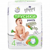 Bella Baby Happy (Белла) подгузники-трусики 4 Макси 8-14кг 12 шт, БЕЛЛА, ООО