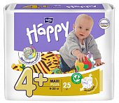 Bella Baby Happy (Белла) подгузники 4+ Макси+ 9-20кг 25 шт, Торунский завод перевязочных материалов